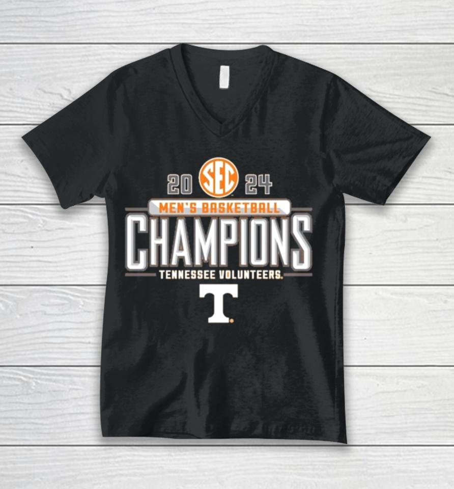 Tennessee Volunteers 2024 Sec Men’s Basketball Regular Season Champions Locker Room Unisex V-Neck T-Shirt