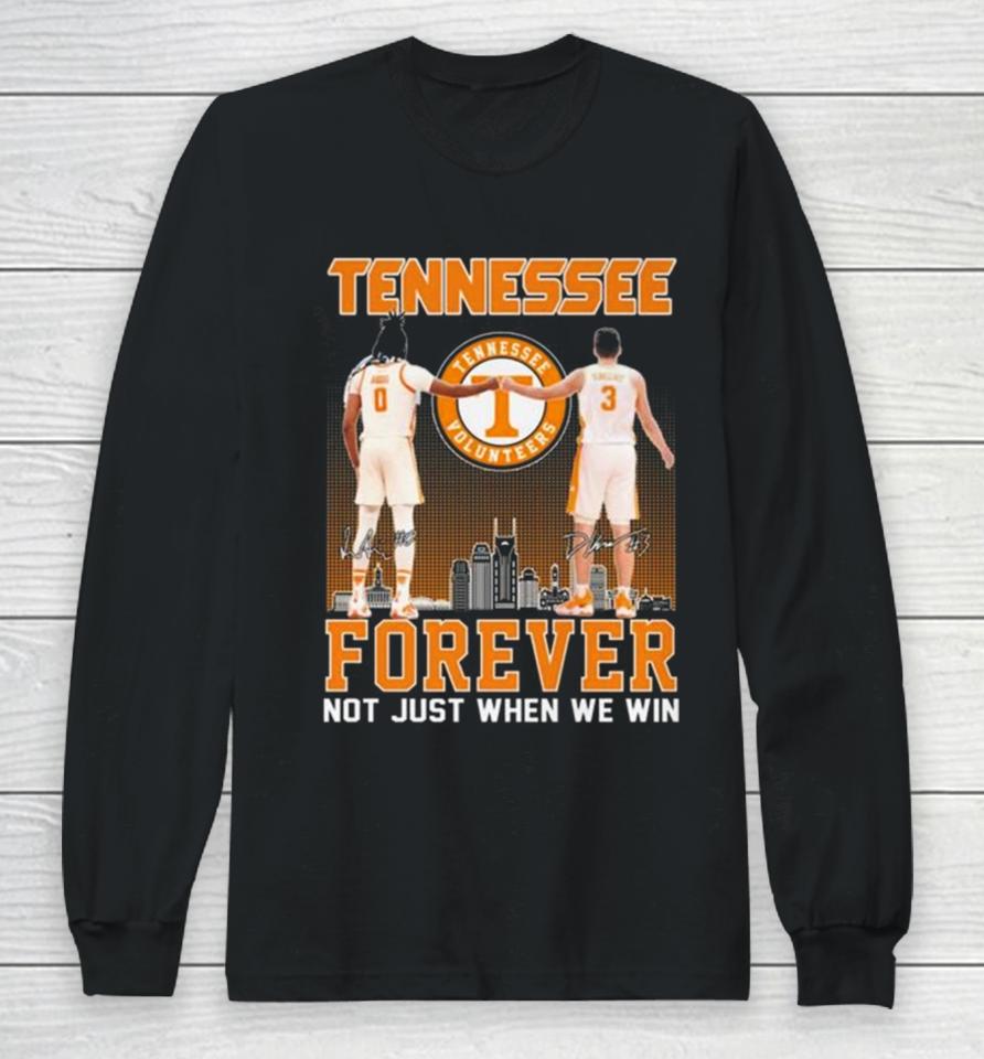Tennessee Volunteers Jonas Aidoo And Dalton Knecht Forever Not Just When We Win Signatures Long Sleeve T-Shirt