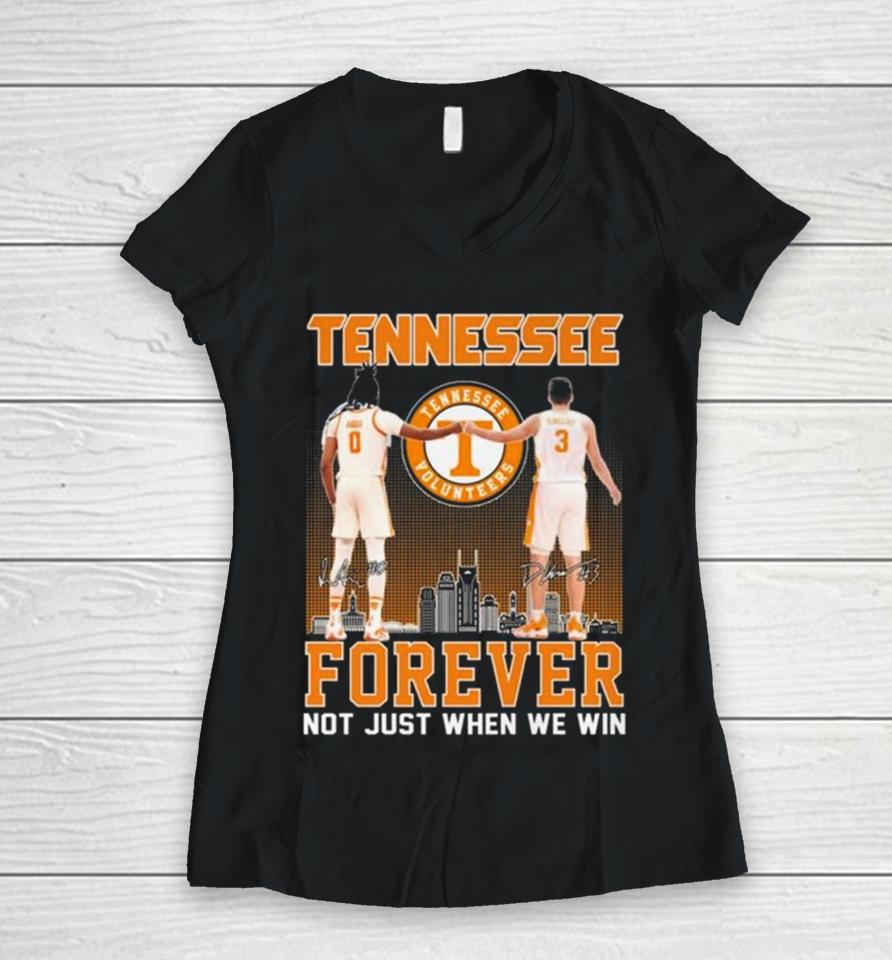 Tennessee Volunteers Jonas Aidoo And Dalton Knecht Forever Not Just When We Win Signatures Women V-Neck T-Shirt