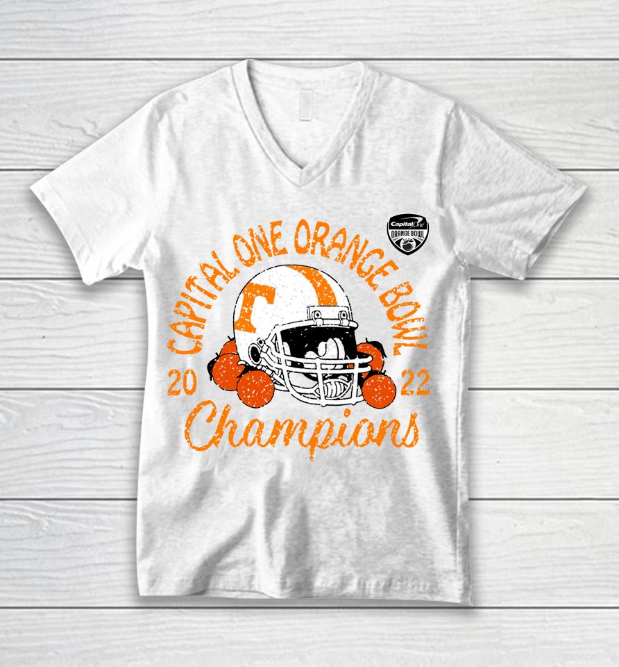 Tennessee Volunteers Men's 2022 Orange Bowl Champions Favorite Cheer Unisex V-Neck T-Shirt