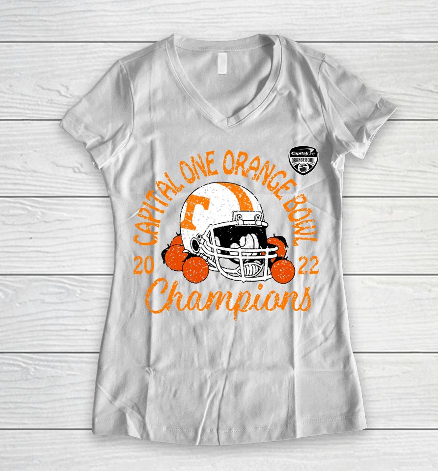 Tennessee Volunteers Men's 2022 Orange Bowl Champions Favorite Cheer Women V-Neck T-Shirt