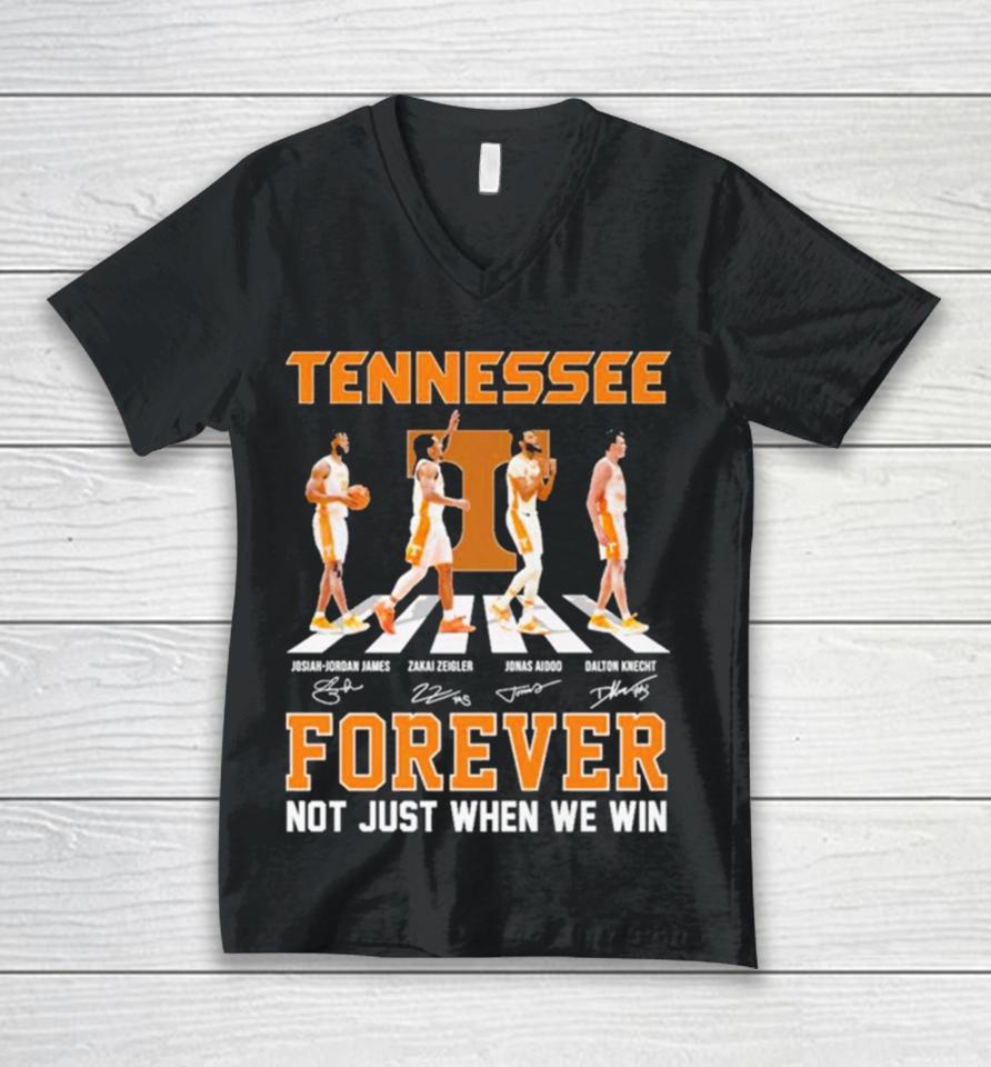 Tennessee Volunteers Men’s Basketball Abbey Road Forever Not Just When We Win Signatures Unisex V-Neck T-Shirt