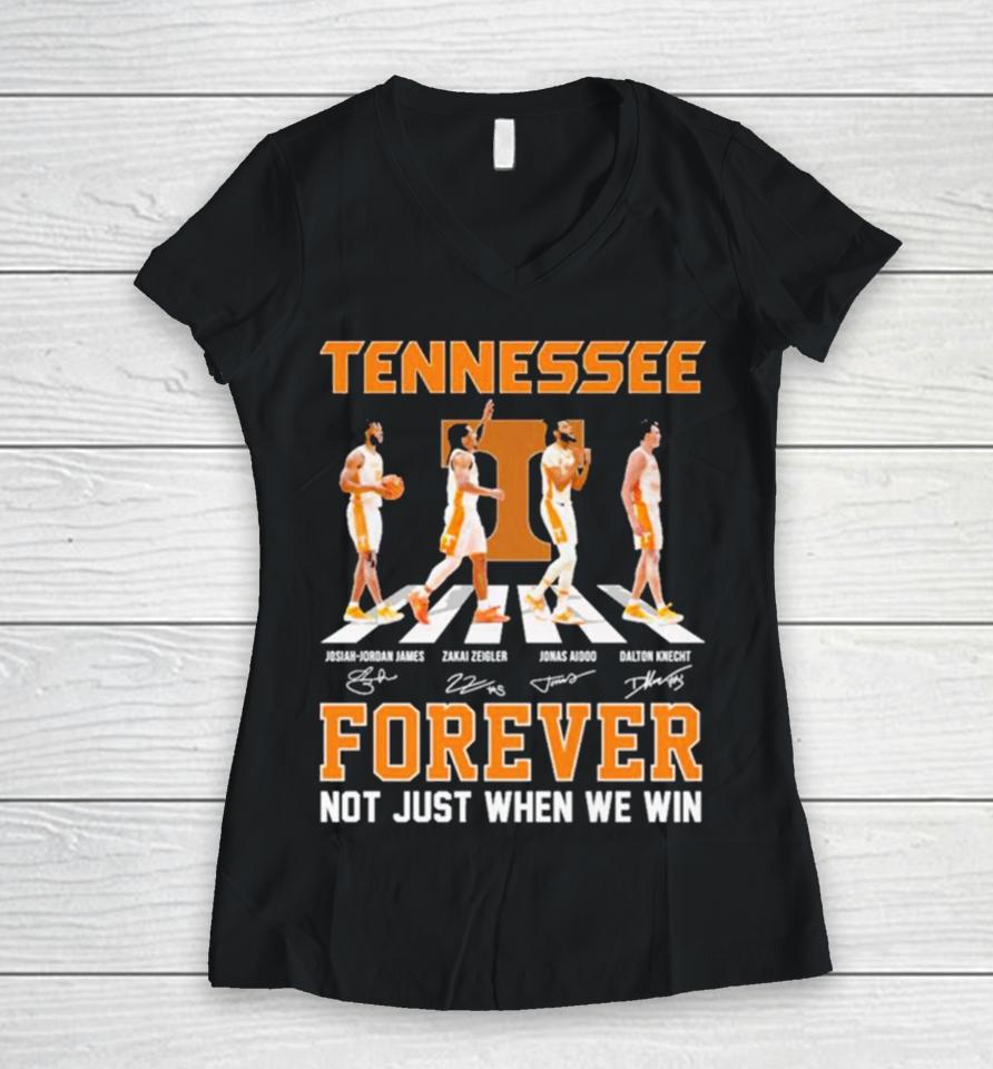Tennessee Volunteers Men’s Basketball Abbey Road Forever Not Just When We Win Signatures Women V-Neck T-Shirt