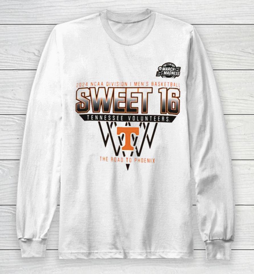 Tennessee Volunteers Sweet 16 Di Men’s Basketball 2024 The Road To Phoenix Long Sleeve T-Shirt