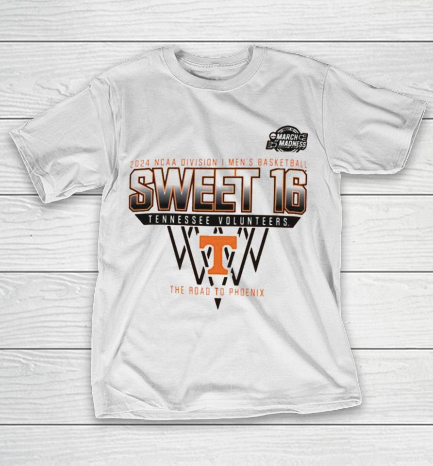 Tennessee Volunteers Sweet 16 Di Men’s Basketball 2024 The Road To Phoenix T-Shirt