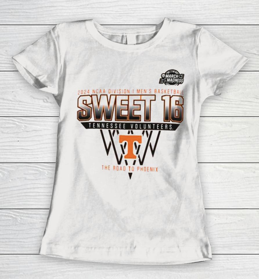 Tennessee Volunteers Sweet 16 Di Men’s Basketball 2024 The Road To Phoenix Women T-Shirt