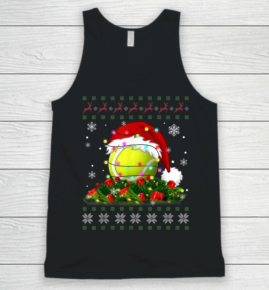 Tennis Ugly Sweater Christmas Pajama Lights Sport Lover Unisex Tank Top