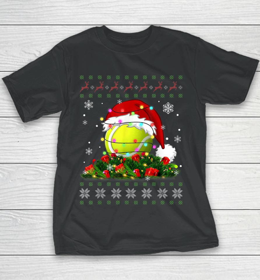 Tennis Ugly Sweater Christmas Pajama Lights Sport Lover Youth T-Shirt