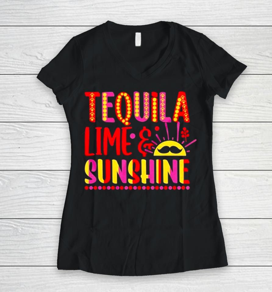 Tequila Lime And Sunshine Cinco De Mayo Women V-Neck T-Shirt