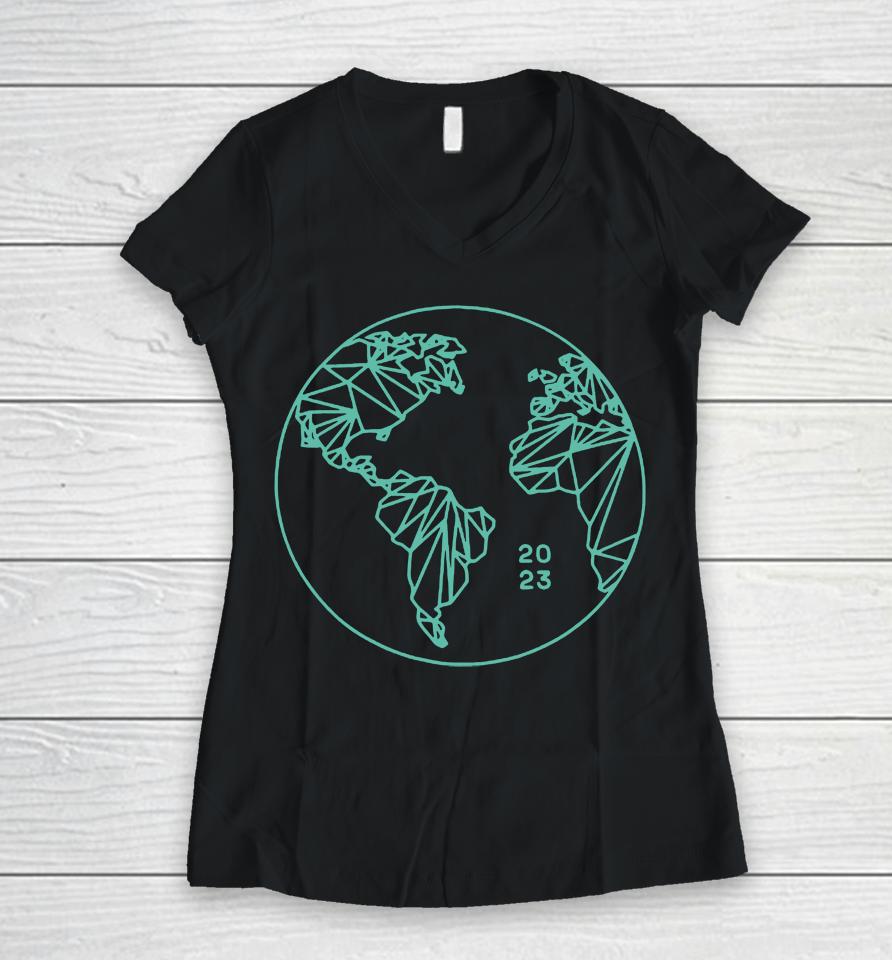 Tesla Earth Day 2023 Women V-Neck T-Shirt