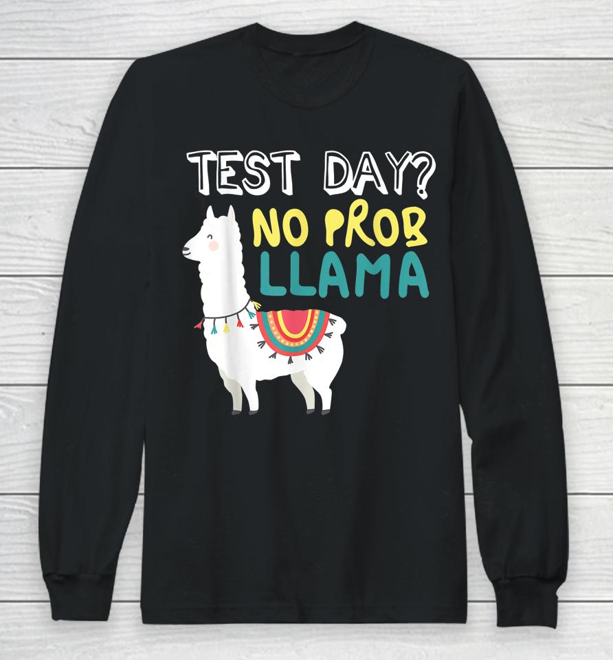 Test Day Llama Teacher Exam Testing Teaching Funny Long Sleeve T-Shirt