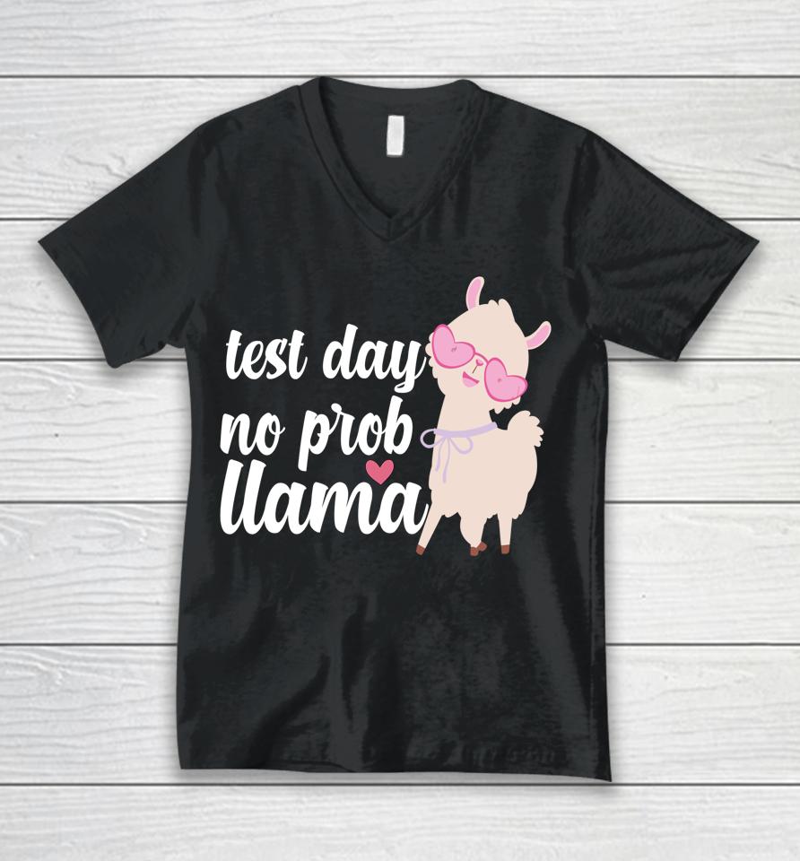 Test Day No Prob Llama Unisex V-Neck T-Shirt
