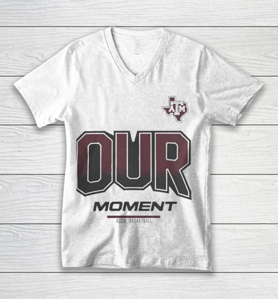 Texas A&Amp;M Aggies 2024 On Court Bench Our Moment Unisex V-Neck T-Shirt
