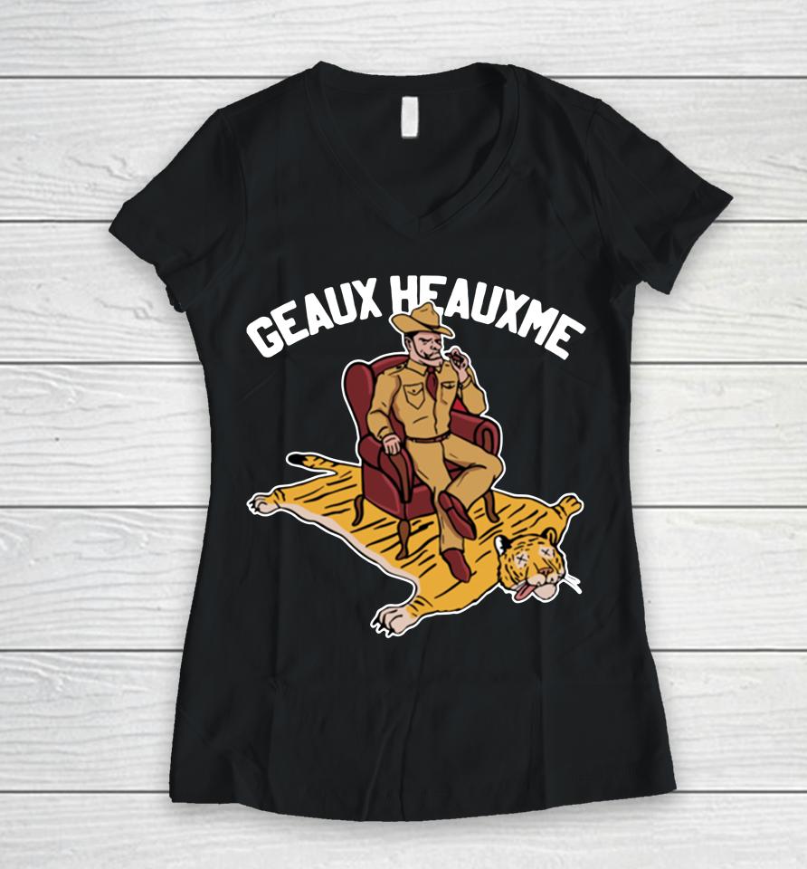Texas Am Aggies Football Geaux Heauxme Barstool Sports Women V-Neck T-Shirt