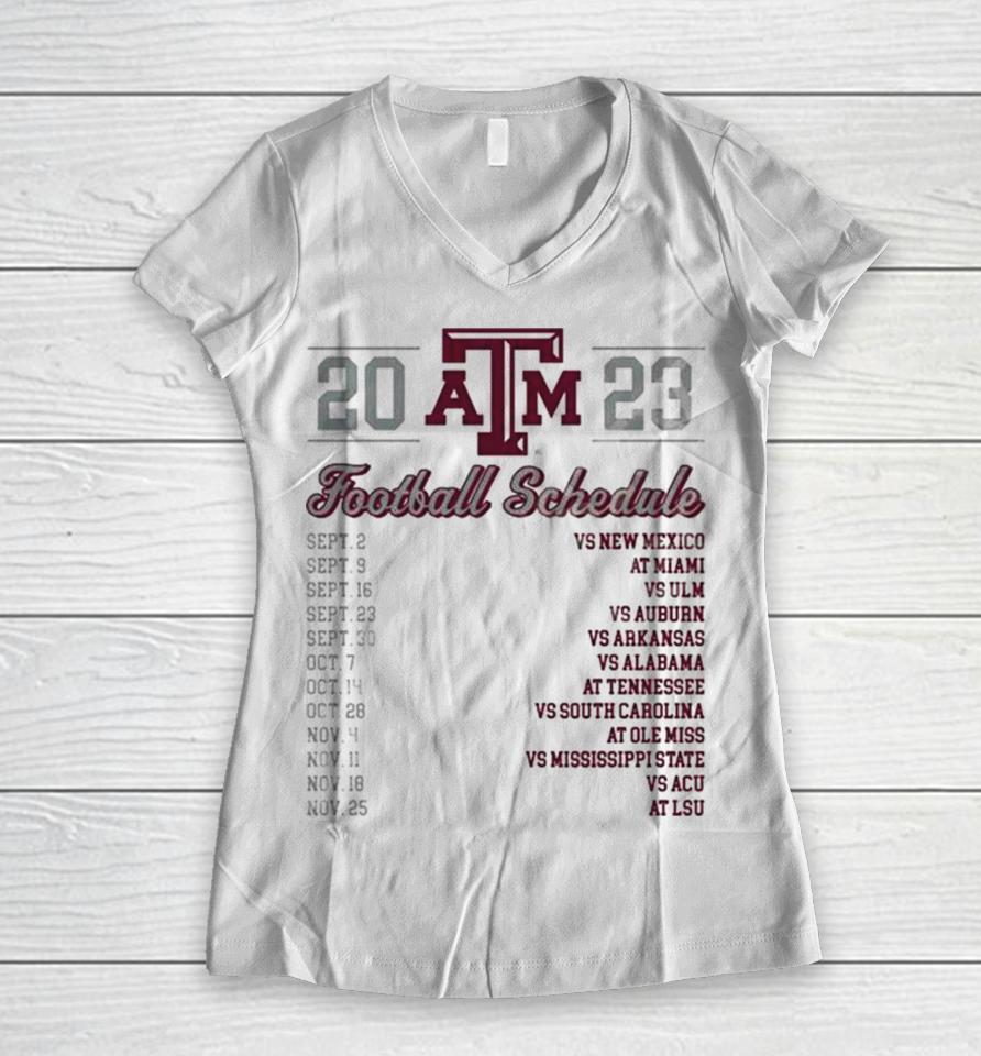 Texas A&Amp;M Aggies Football Schedule 2023 Women V-Neck T-Shirt