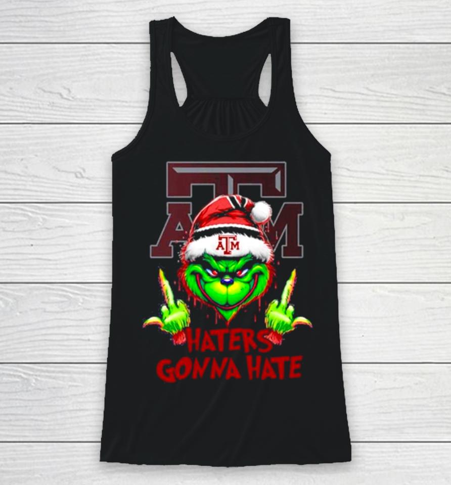 Texas A&Amp;M Aggies Grinch Santa Middle Finger Haters Gonna Hate Racerback Tank