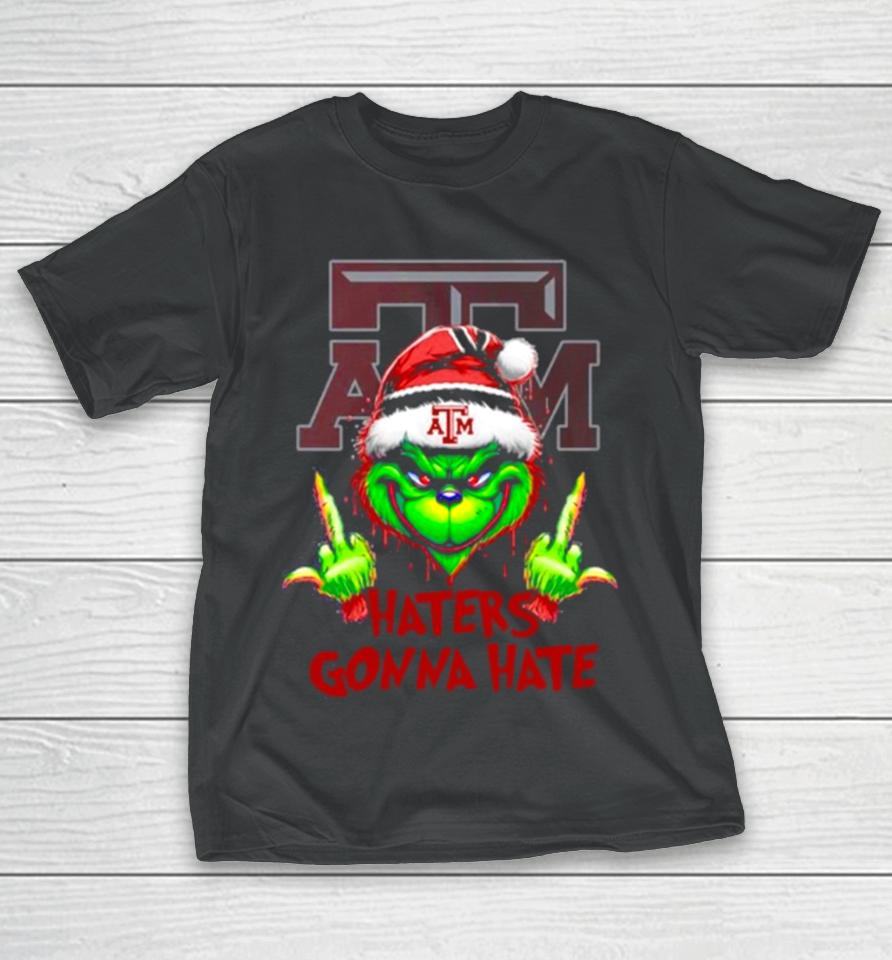 Texas A&Amp;M Aggies Grinch Santa Middle Finger Haters Gonna Hate T-Shirt