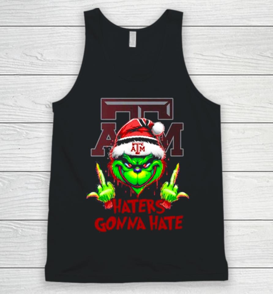 Texas A&Amp;M Aggies Grinch Santa Middle Finger Haters Gonna Hate Unisex Tank Top