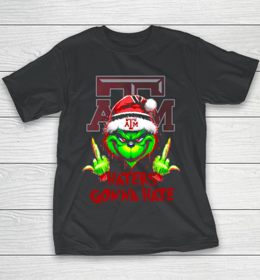 Texas A&Amp;M Aggies Grinch Santa Middle Finger Haters Gonna Hate Youth T-Shirt