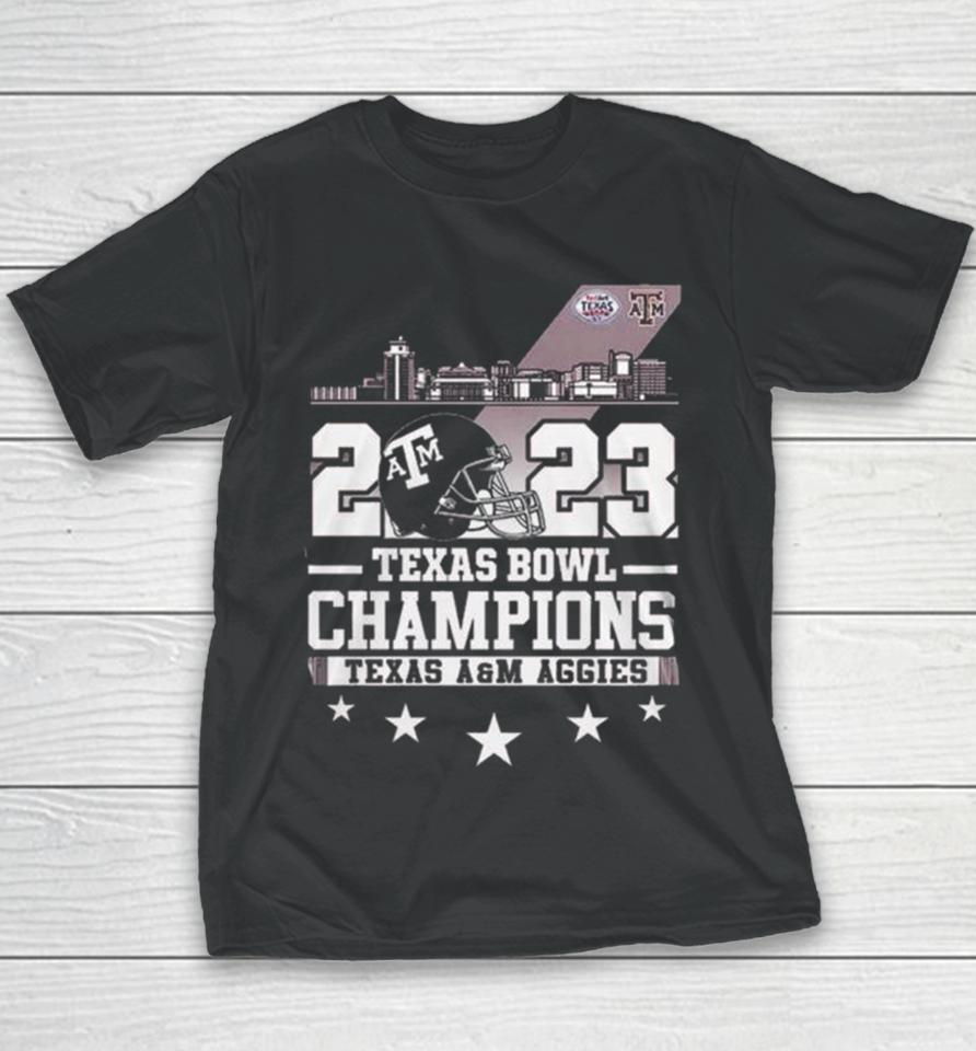 Texas A&Amp;M Aggies Skyline 2023 Texas Bowl Champions Youth T-Shirt