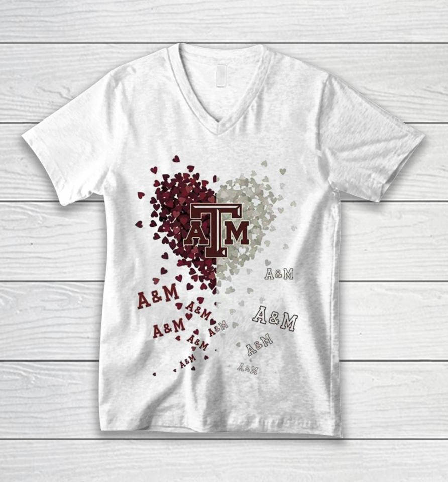 Texas A&Amp;M Aggies Tiny Heart Shape 2023 Unisex V-Neck T-Shirt
