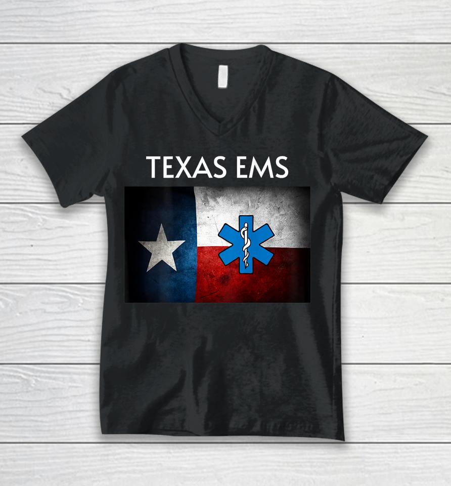 Texas Ems Paramedic Emt Ambulance Crew Fire Rescue Unisex V-Neck T-Shirt