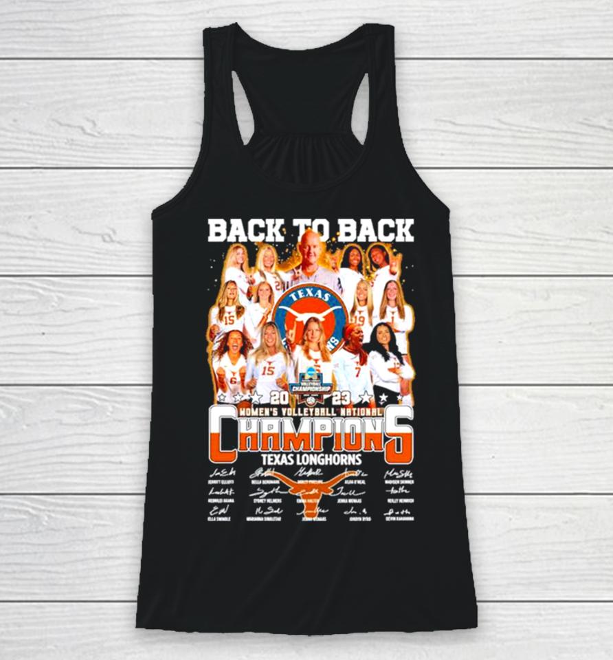 Texas Longhorn Back To Back 2023 Women’s Volleyball National Champions Signatures Racerback Tank