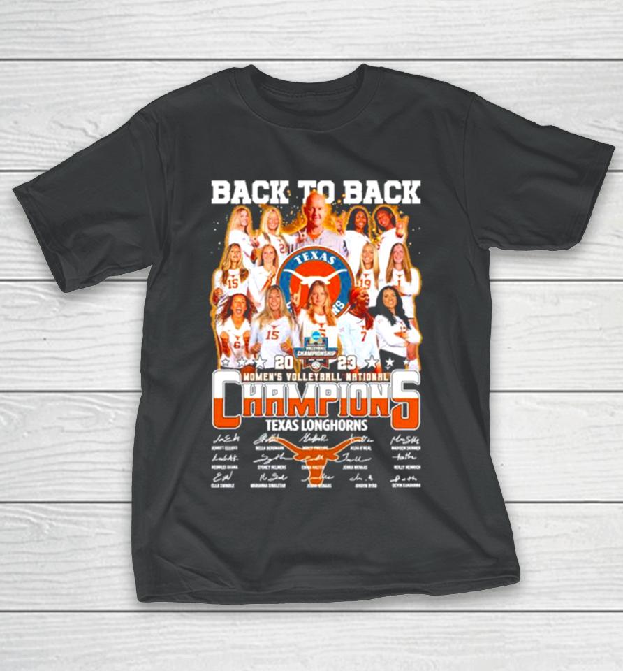 Texas Longhorn Back To Back 2023 Women’s Volleyball National Champions Signatures T-Shirt