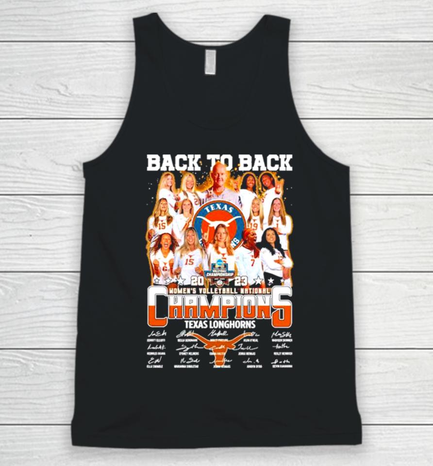 Texas Longhorn Back To Back 2023 Women’s Volleyball National Champions Signatures Unisex Tank Top