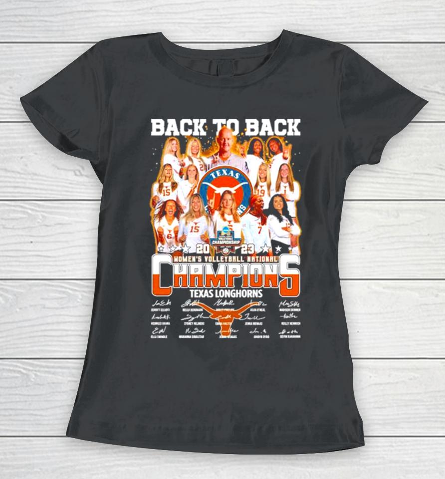 Texas Longhorn Back To Back 2023 Women’s Volleyball National Champions Signatures Women T-Shirt