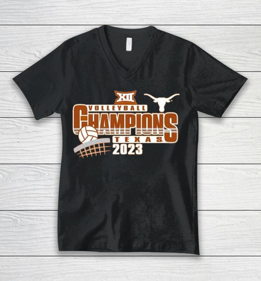 Texas Longhorns 2023 Big 12 Women’s Volleyball Regular Season Champions Locker Room Unisex V-Neck T-Shirt