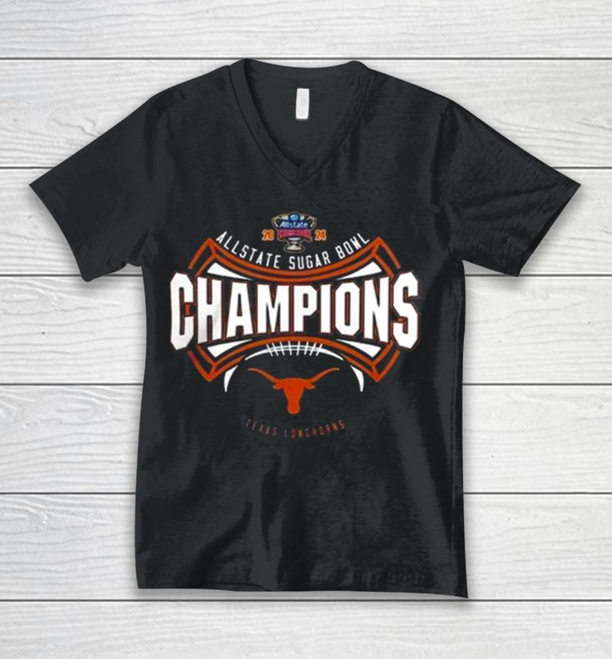 Texas Longhorns 2024 Allstate Sugar Bowl Champions Cfb Playoff Unisex V-Neck T-Shirt
