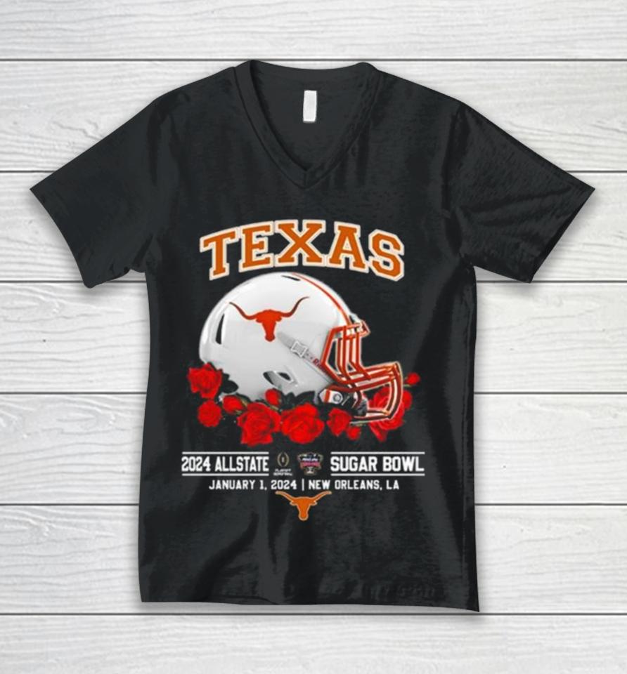 Texas Longhorns 2024 Allstate Sugar Bowl January 1, 2024 Unisex V-Neck T-Shirt