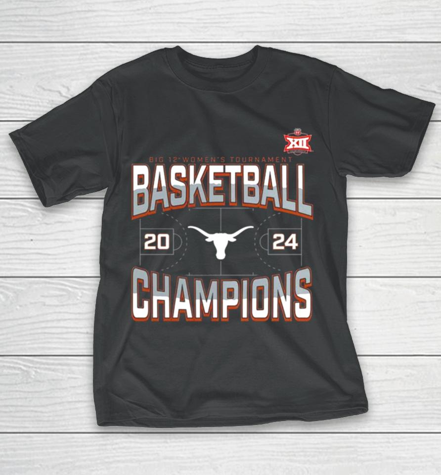 Texas Longhorns 2024 Big 12 Women’s Basketball Conference Tournament Champions Three Pointer T-Shirt