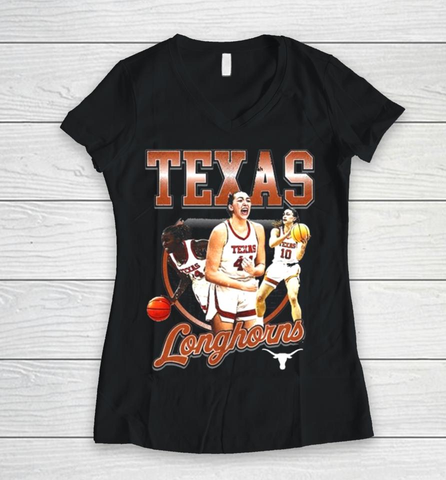 Texas Longhorns 2024 Ncaa Women’s Basketball 2023 – 2024 Post Season Women V-Neck T-Shirt