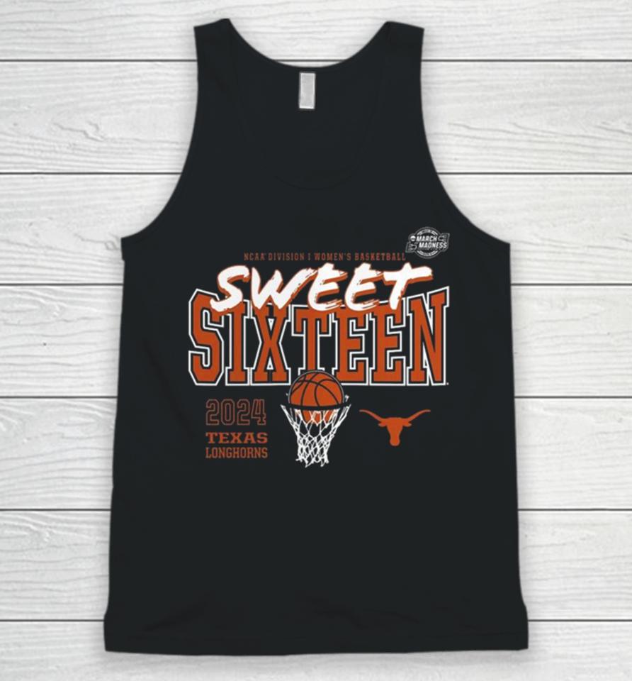 Texas Longhorns 2024 Ncaa Women’s Basketball Tournament March Madness Sweet 16 Unisex Tank Top