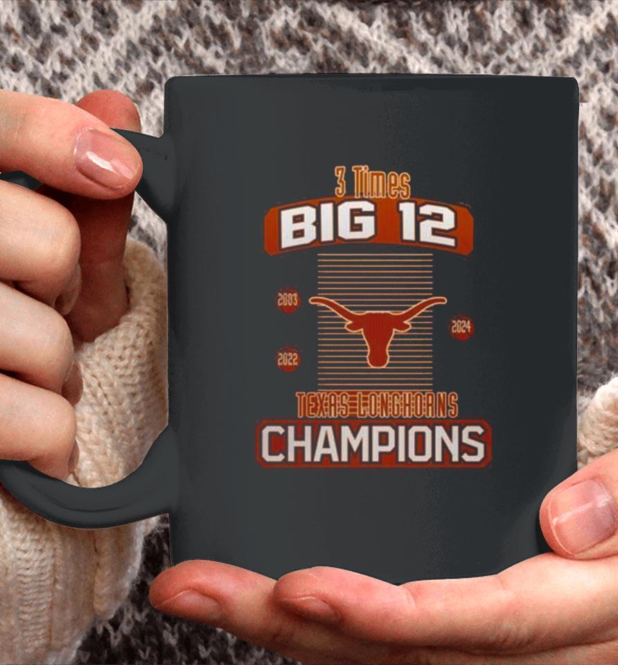 Texas Longhorns 2024 Women’s Basketball 3 Times Big 12 Champions Coffee Mug