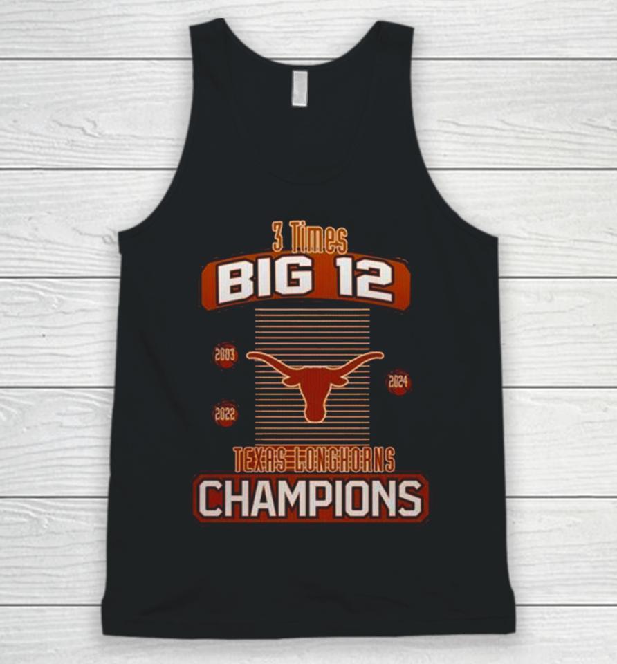 Texas Longhorns 2024 Women’s Basketball 3 Times Big 12 Champions Unisex Tank Top