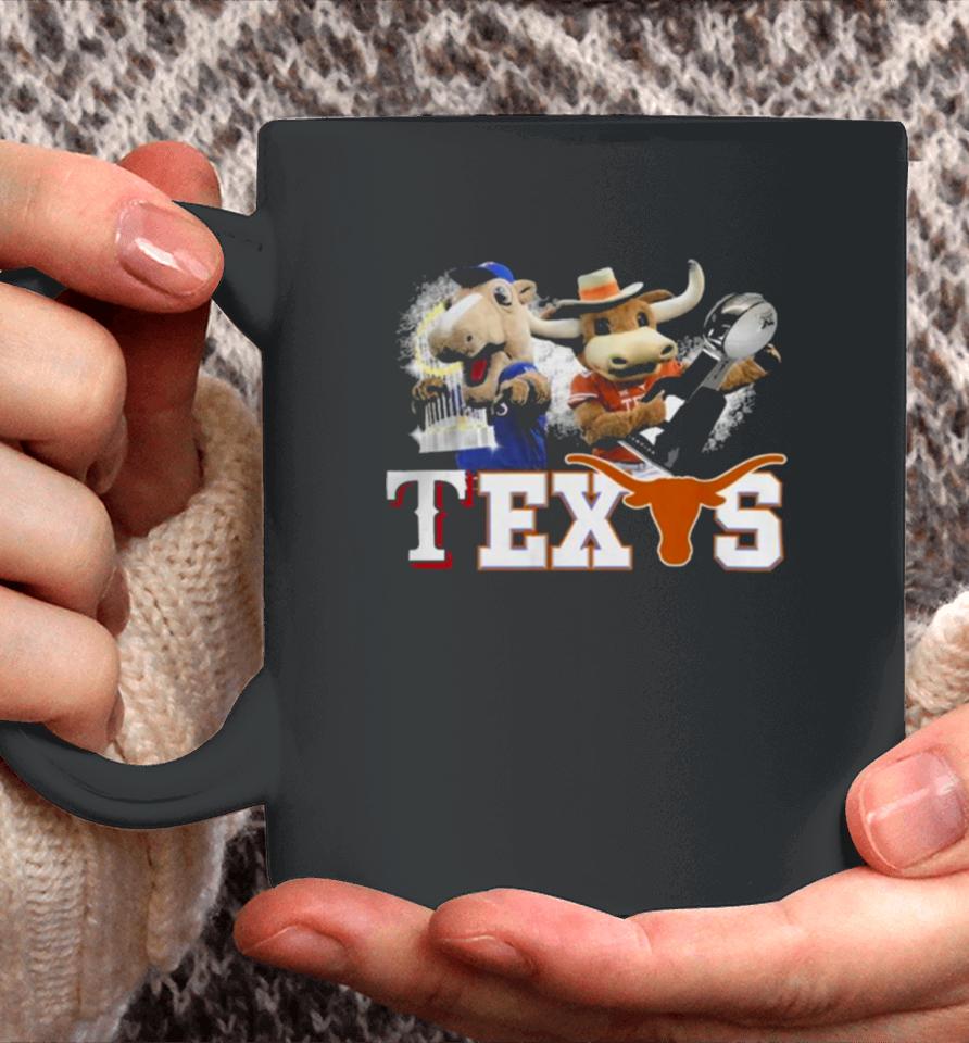 Texas Longhorns And Texas Rangers Mascots Champions Coffee Mug