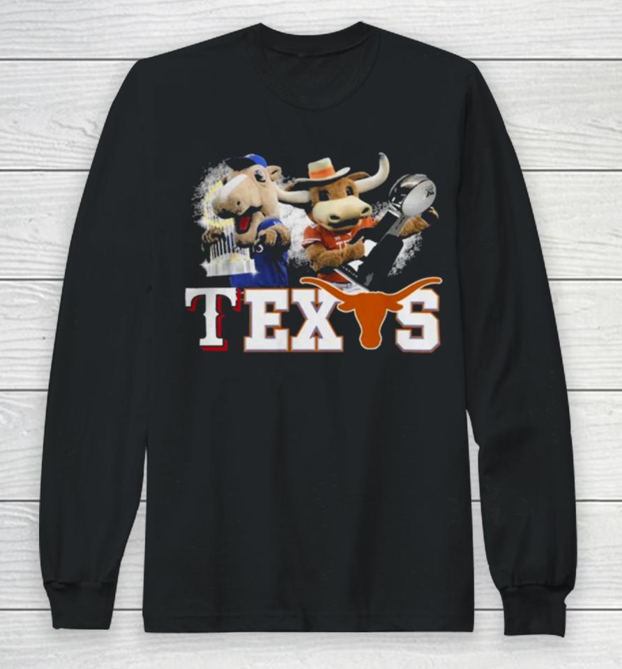 Texas Longhorns And Texas Rangers Mascots Champions Long Sleeve T-Shirt