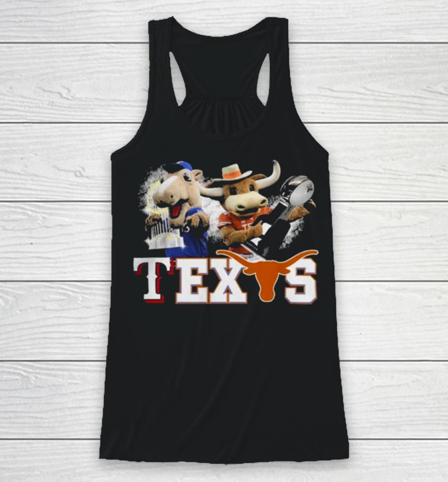 Texas Longhorns And Texas Rangers Mascots Champions Racerback Tank