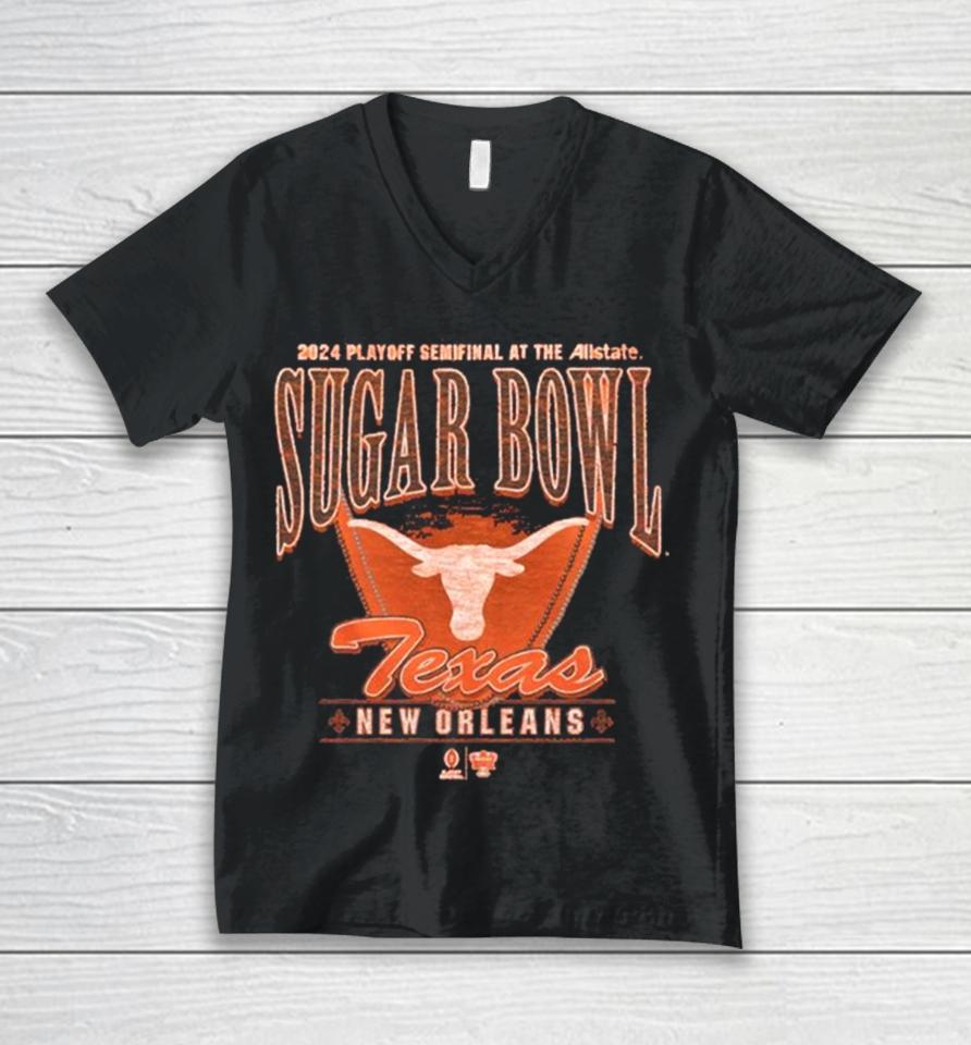 Texas Longhorns Cfp 2024 Playoff Semifinal At The Allstate Sugar Bowl New Orleans Unisex V-Neck T-Shirt