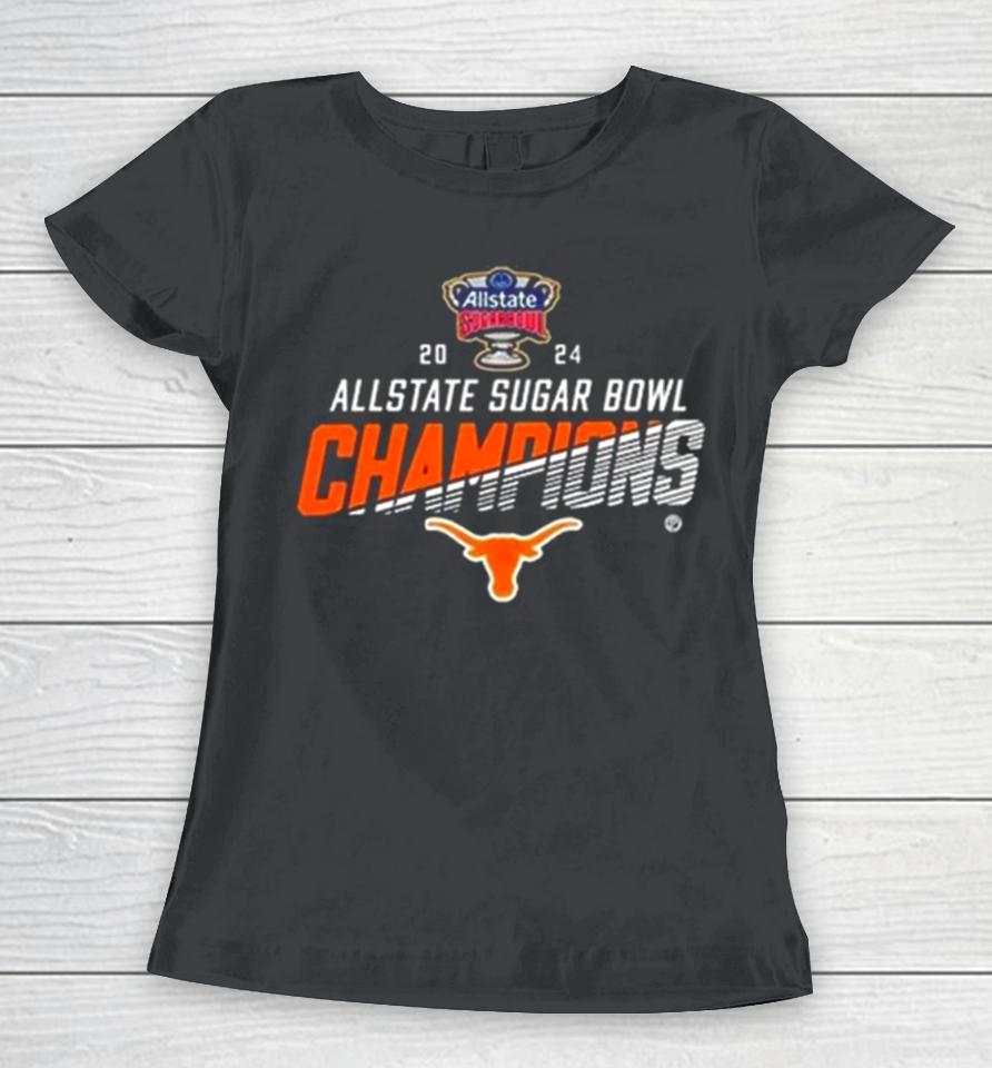 Texas Longhorns Football 2024 Allstate Sugar Bowl Champions Cfb Playoff Women T-Shirt
