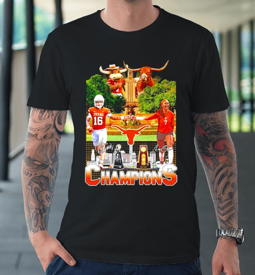 Texas Longhorns Football Men’s And Volleyball Women’s 2023 National Champions Premium T-Shirt