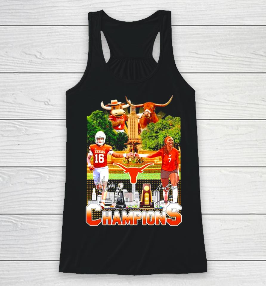 Texas Longhorns Football Men’s And Volleyball Women’s 2023 National Champions Racerback Tank