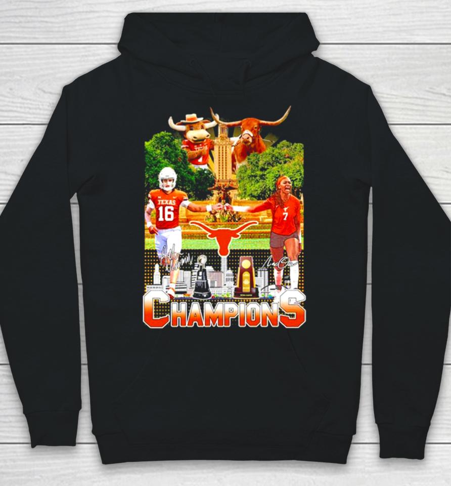 Texas Longhorns Football Men’s And Volleyball Women’s 2023 National Champions Hoodie