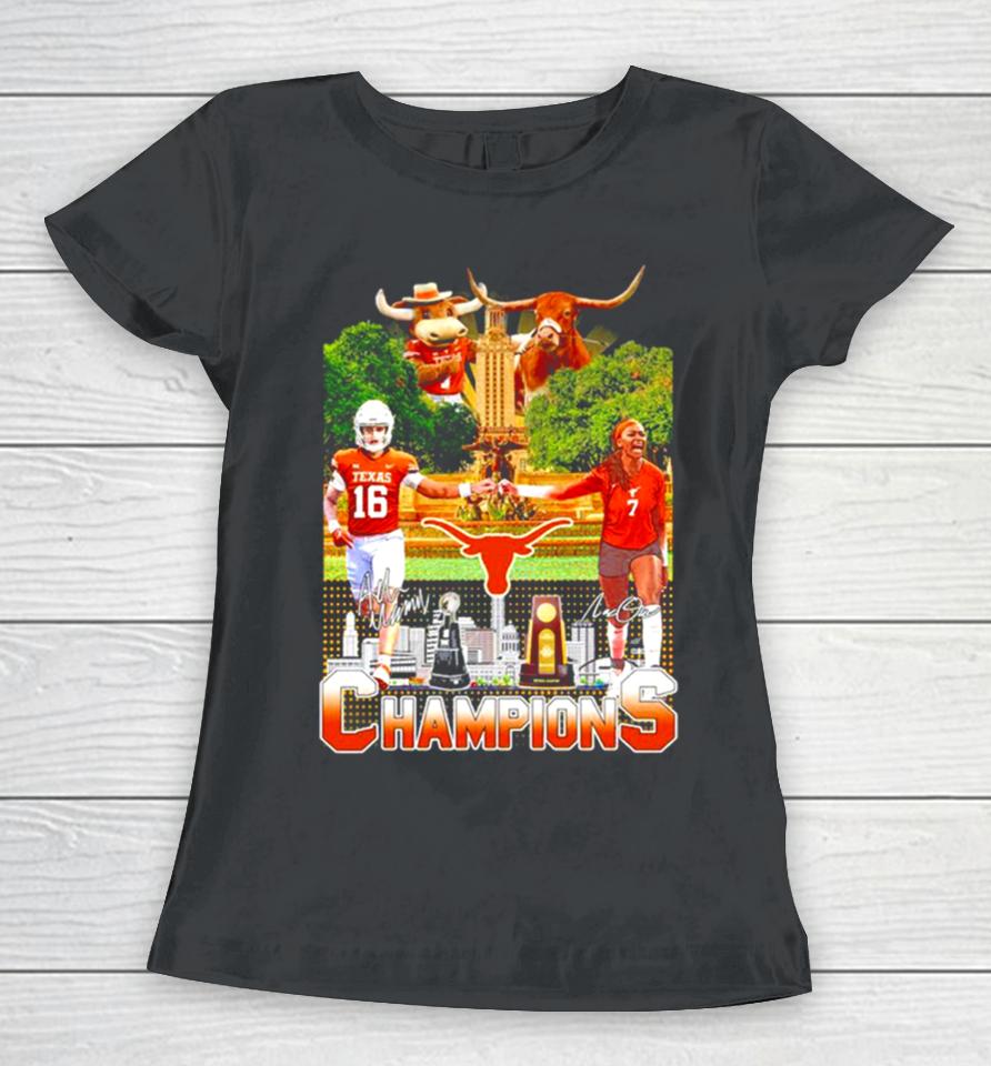 Texas Longhorns Football Men’s And Volleyball Women’s 2023 National Champions Women T-Shirt