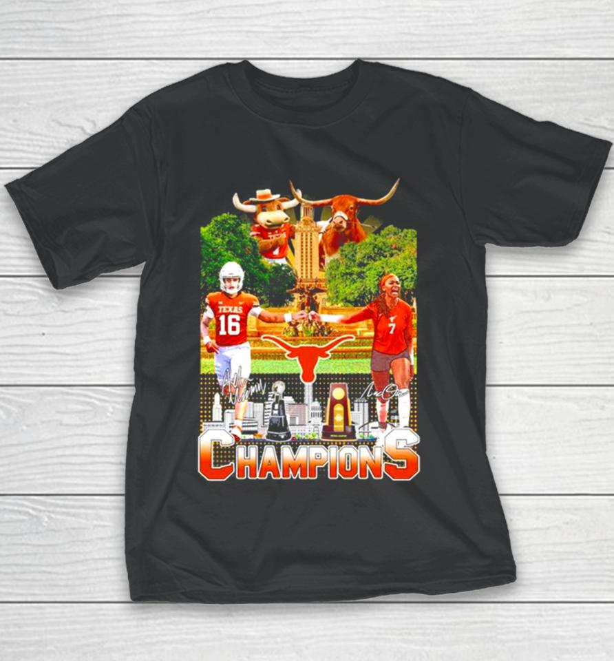 Texas Longhorns Football Men’s And Volleyball Women’s 2023 National Champions Youth T-Shirt