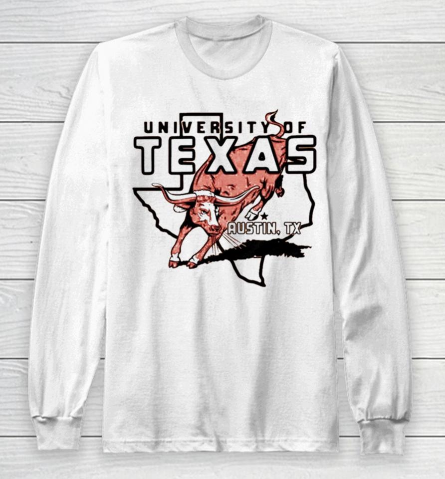 Texas Longhorns Outline Burnt Vintage Long Sleeve T-Shirt