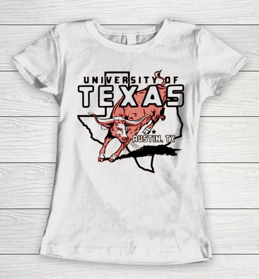 Texas Longhorns Outline Burnt Vintage Women T-Shirt